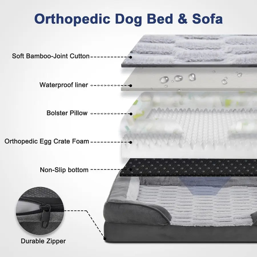 Orthopedic Dog Bed For Large Dogs With Egg Crate Foam