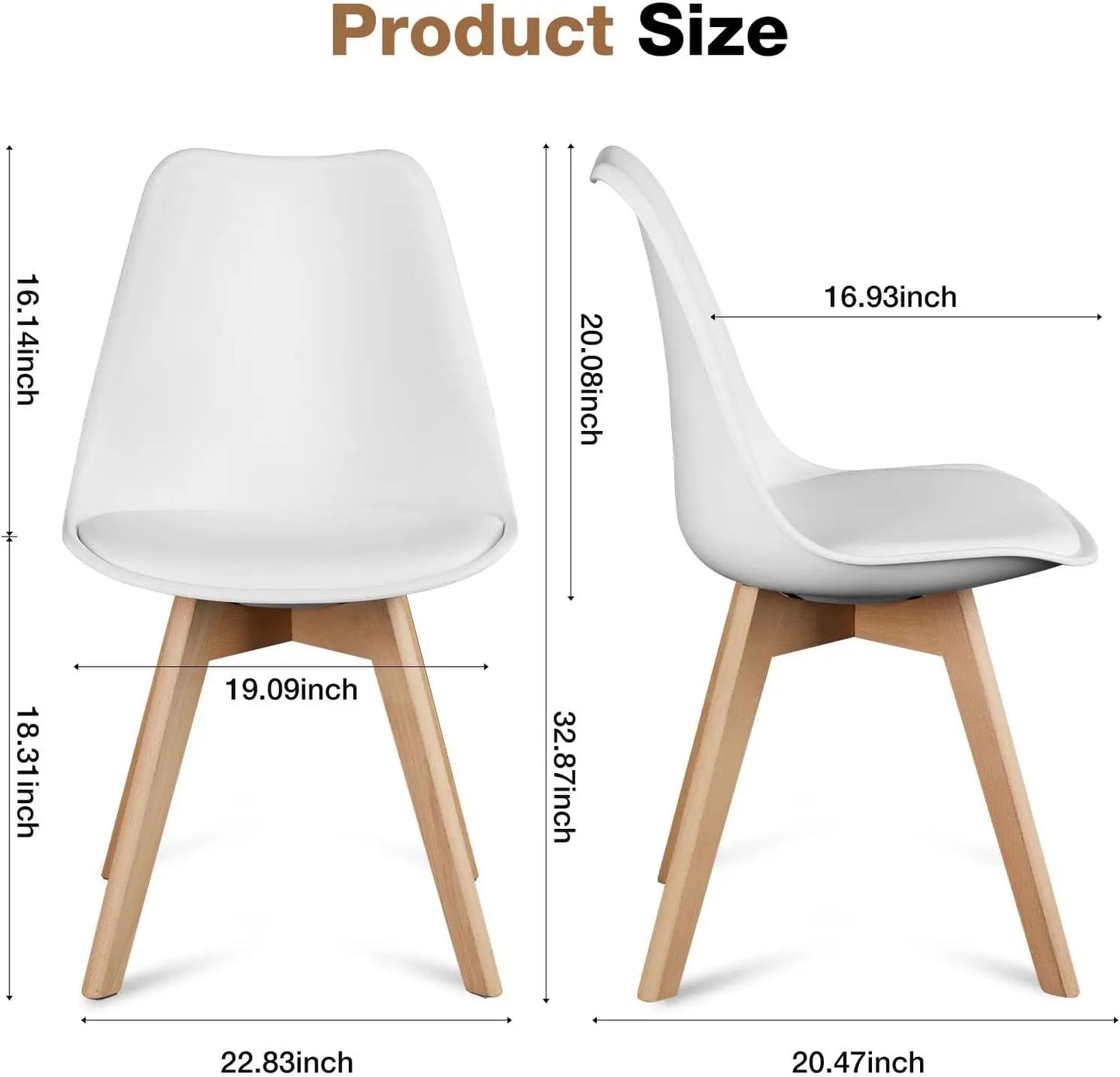 Four Modern Dining Chairs With Wood Legs For Home Use