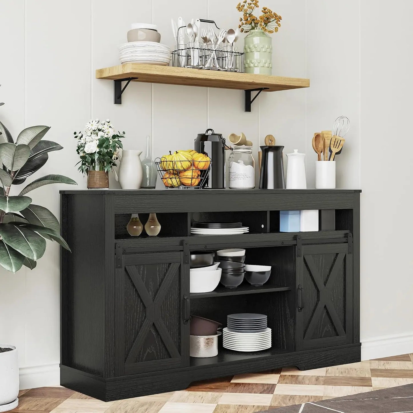 Rustic Wood TV Stand for 65 Inch TV Entertainment Center