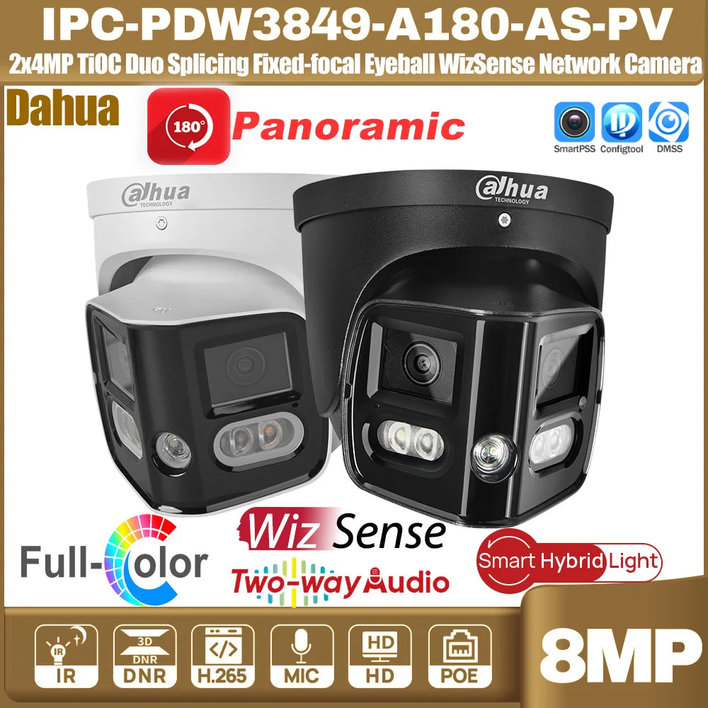 Dahua 2x4MP 180 Degree TiOC WizSense Fixed-Focal Network Camera