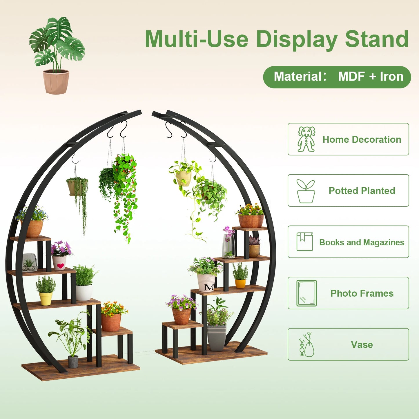 TWISTER.CK 5-Tier Half Moon Plant Stand Indoor Garden Rack 2-Pack