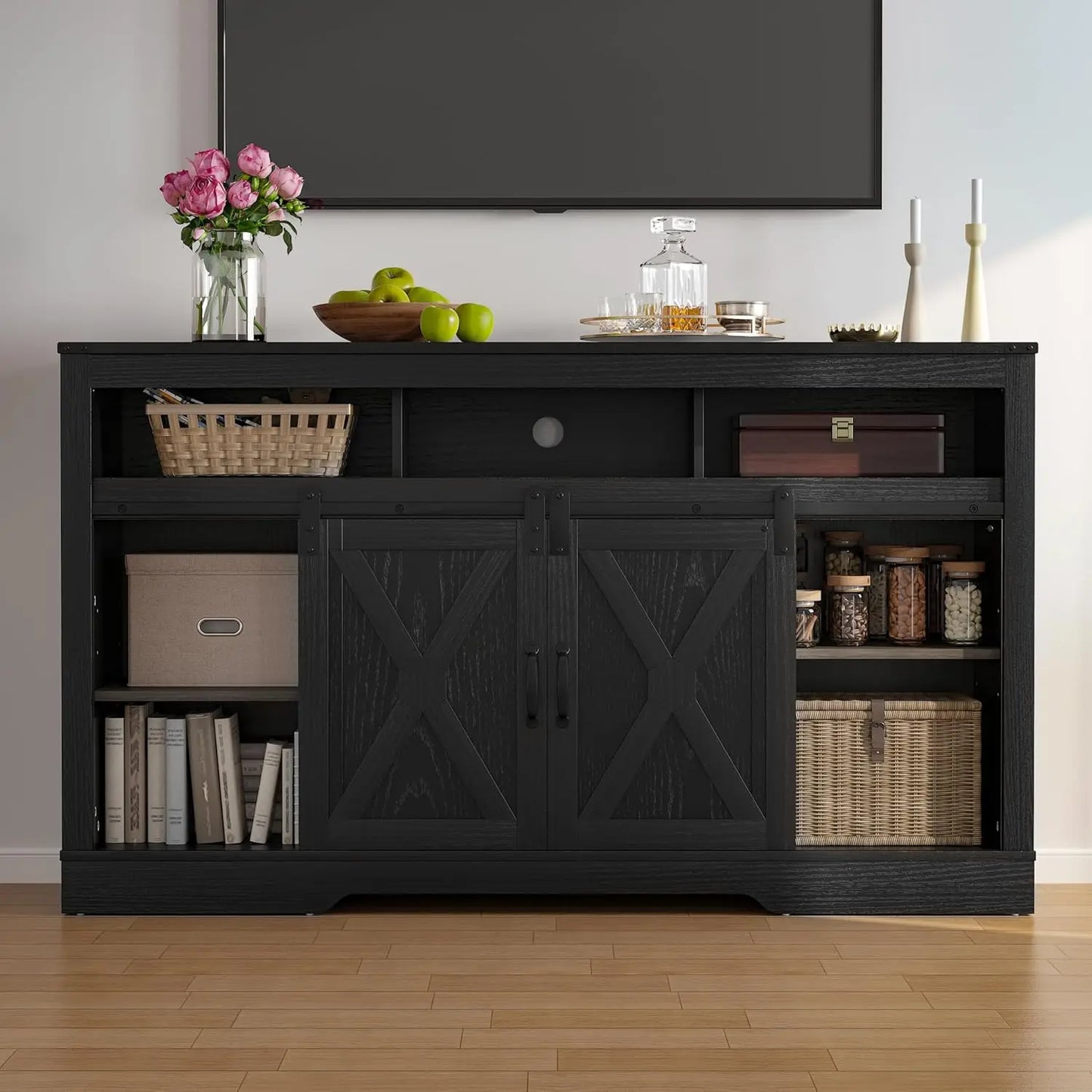 Rustic Wood TV Stand for 65 Inch TV Entertainment Center