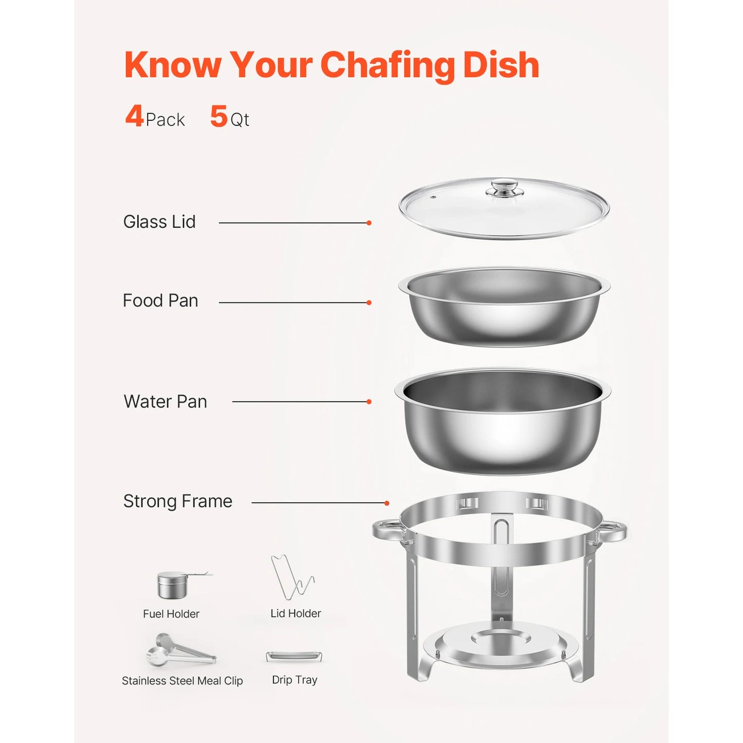 SucceBuy Stainless Steel Chafing Dish Buffet Set With Four Pans