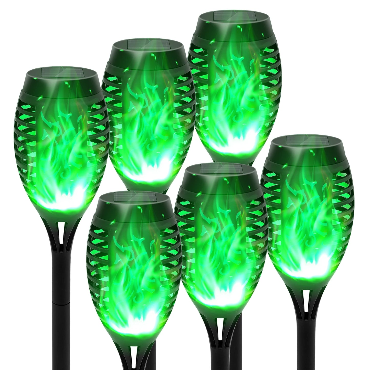 Solar Flame Torch Lights LED Outdoor Flicker For Lawn Path