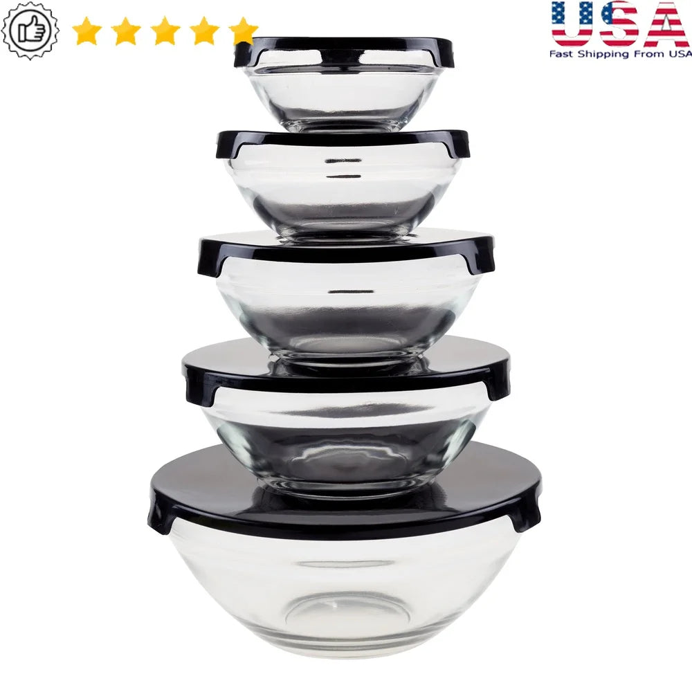 Glass Storage Containers With Snap Lids And Mixing Bowls