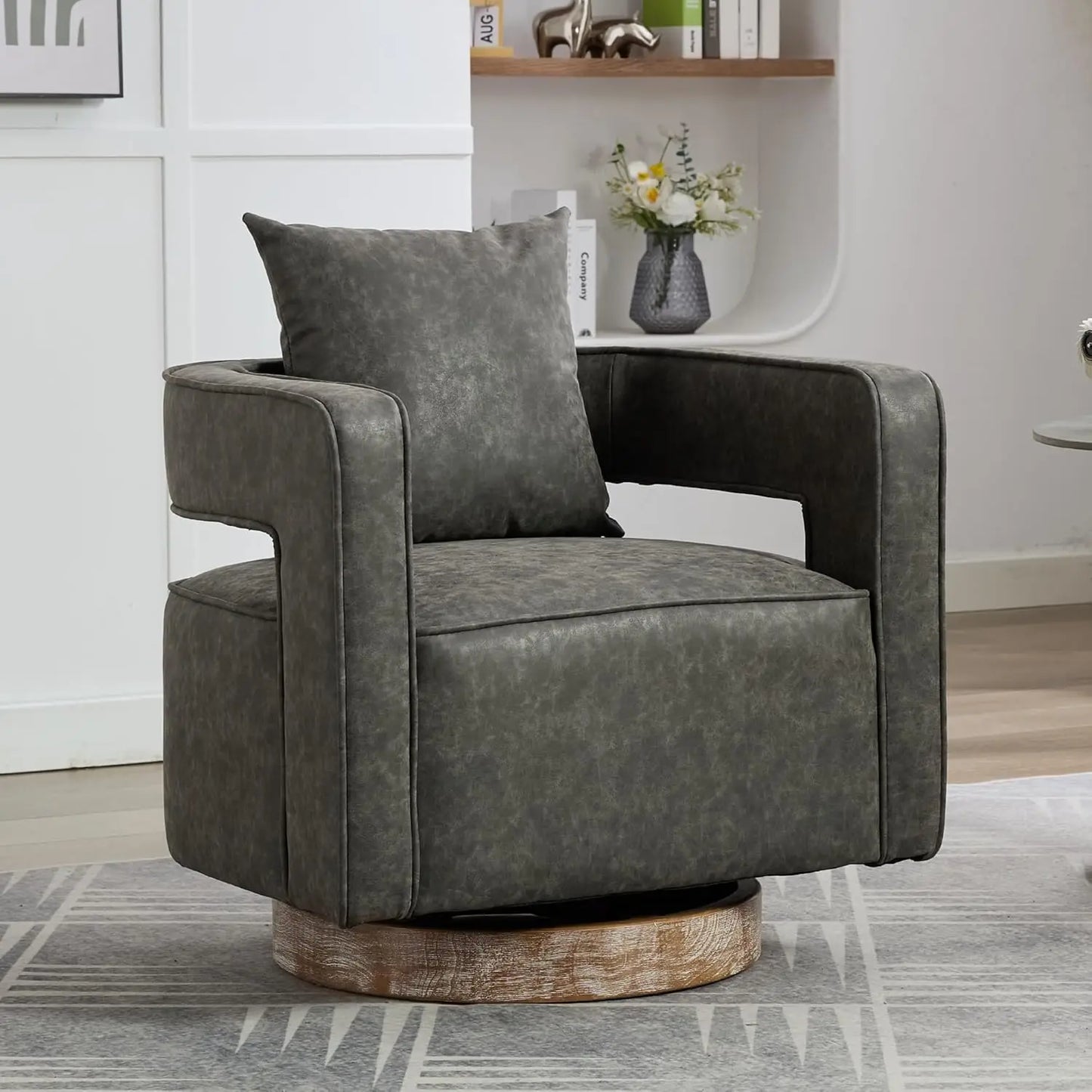 Upholstered Swivel Accent Chair Set Of 2 With Pillow