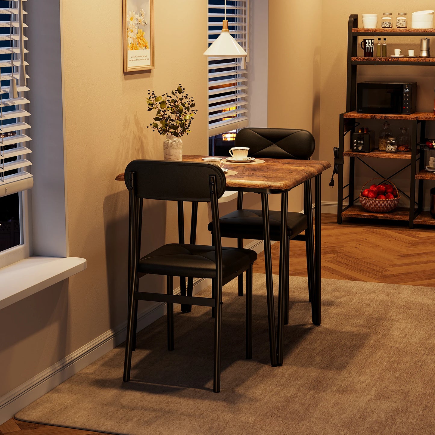 TWISTER.CK Dining Table Set for Two With Upholstered Chairs