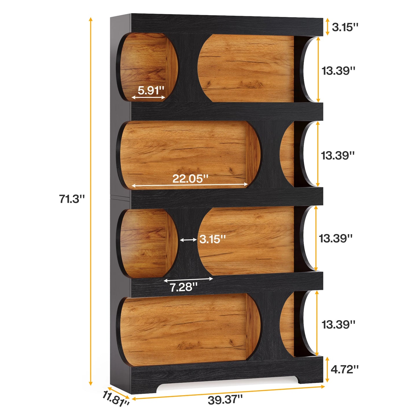 Tribesigns S-Shaped 4-Tier Bookcase Freestanding Wood Storage