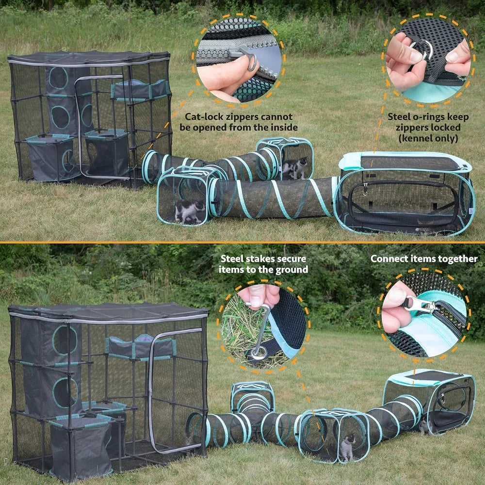 Outdoor Cat Catio Furniture and Play Kit for Cats Mega