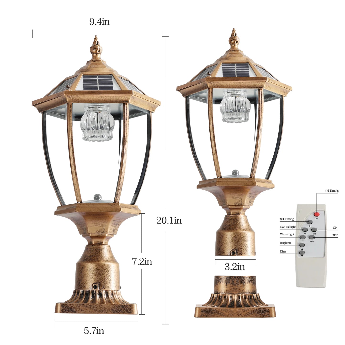 ARLGSITE Vintage Solar LED Post Light 2 Pack