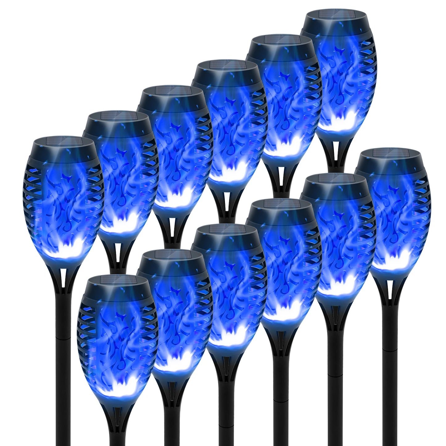 Solar Flame Torch Lights LED Outdoor Flicker For Lawn Path