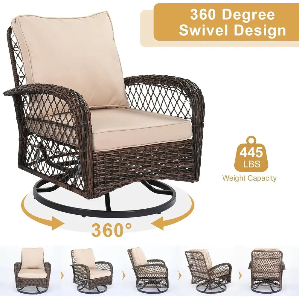 3-Piece Patio Furniture Set With Swivel Chairs And Bistro Table