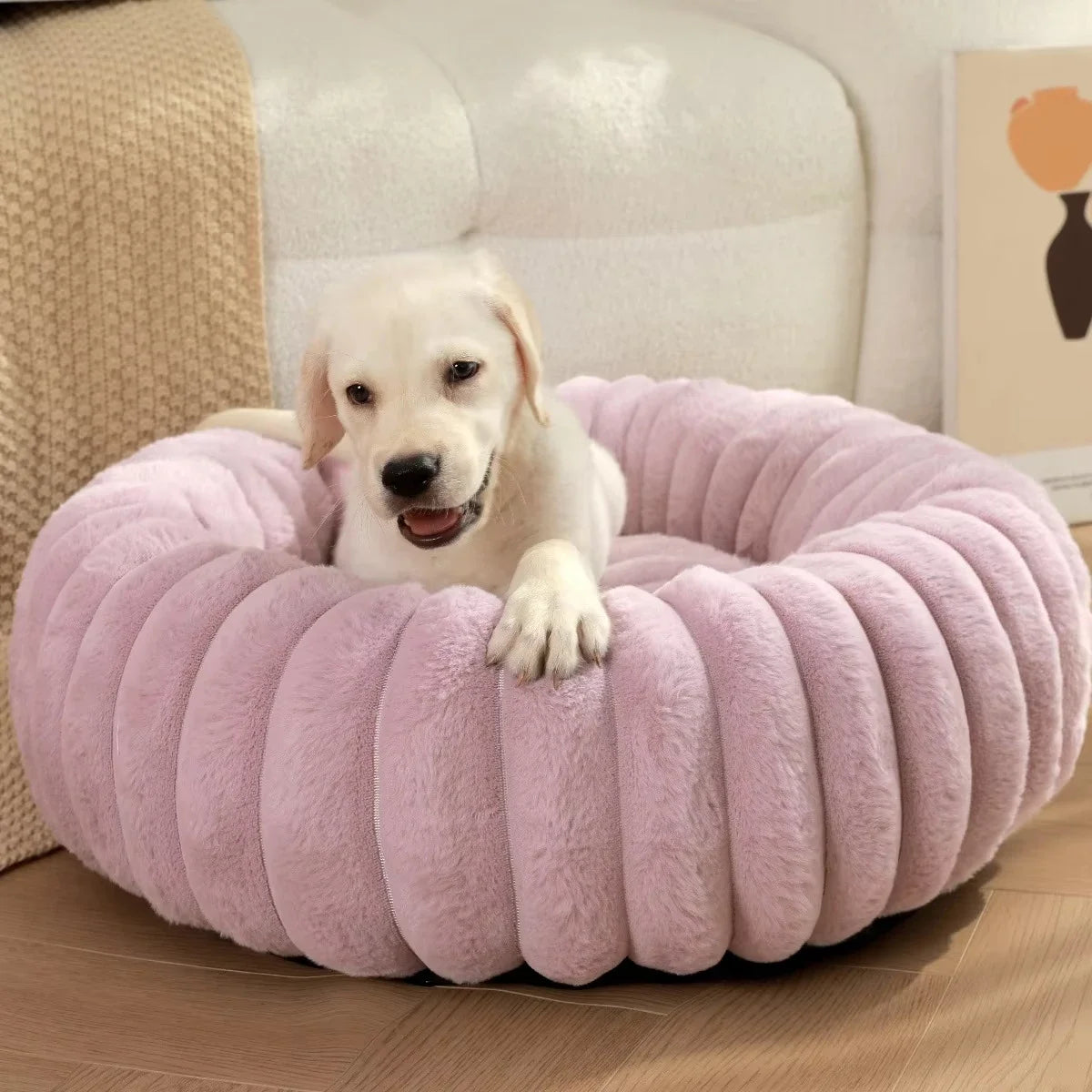 NONECN Round Pet Bed for Dogs and Cats Warm Plush