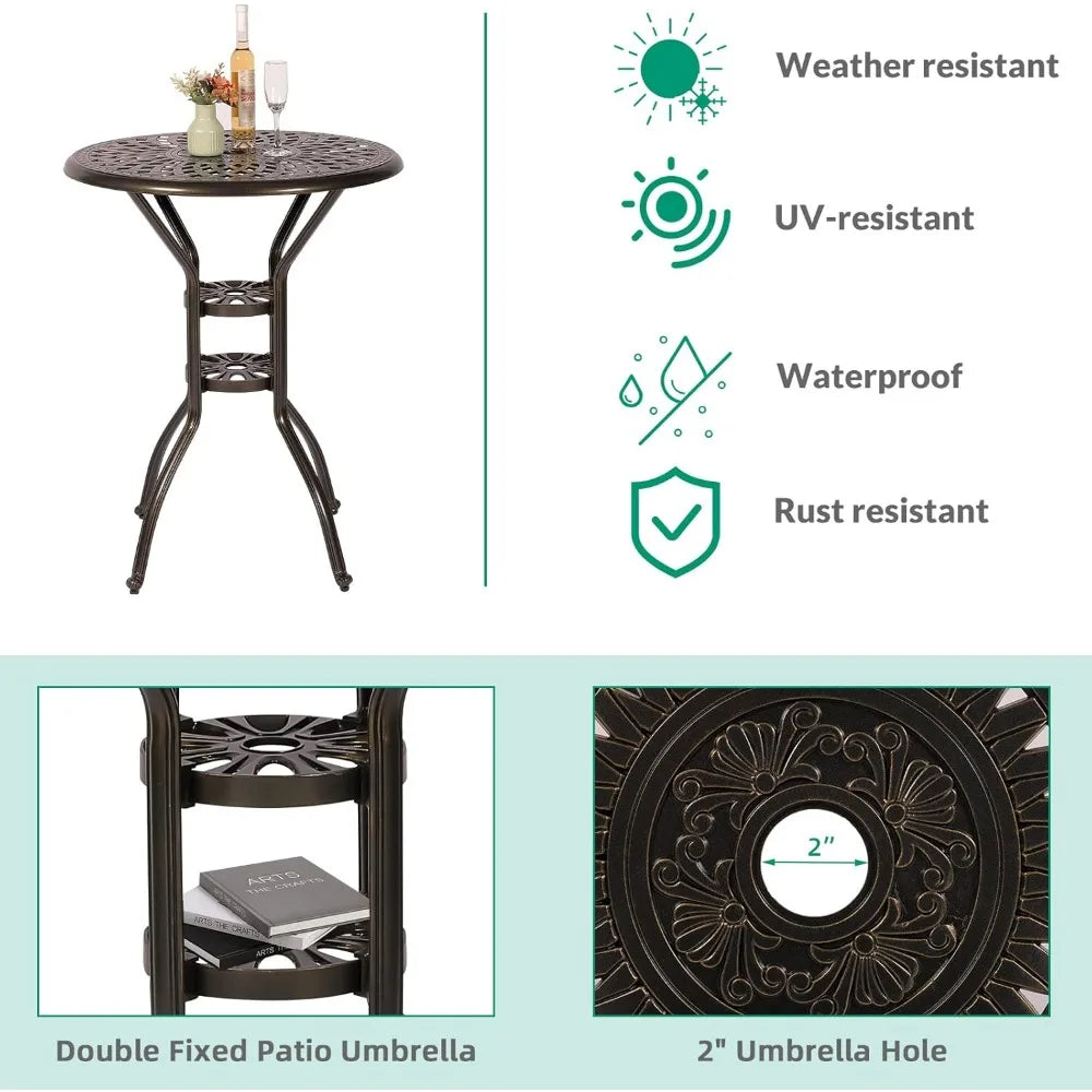 DAFIFY Outdoor Patio Swivel Bar Set Cast Aluminum All Weather