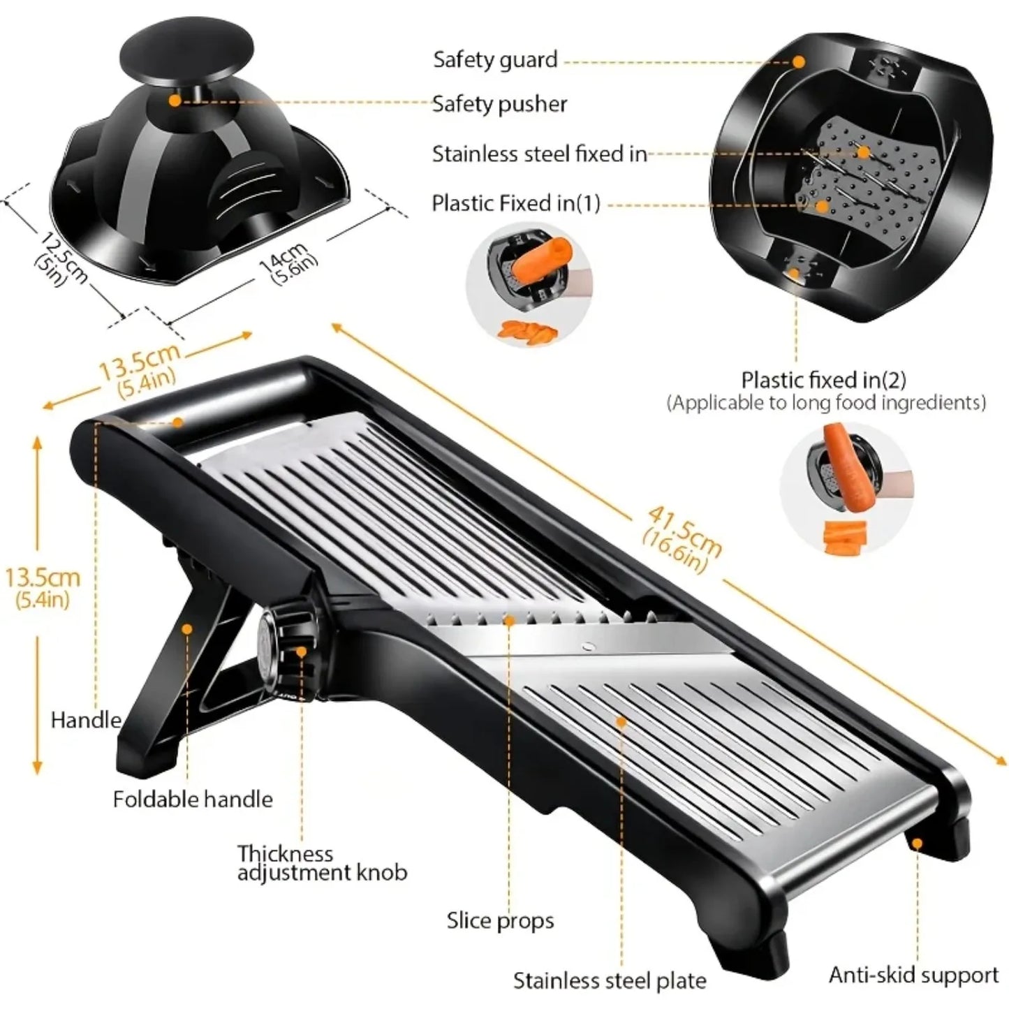 AEDG Stainless Steel Mandoline Slicer With 5 Blades And Hand Guard