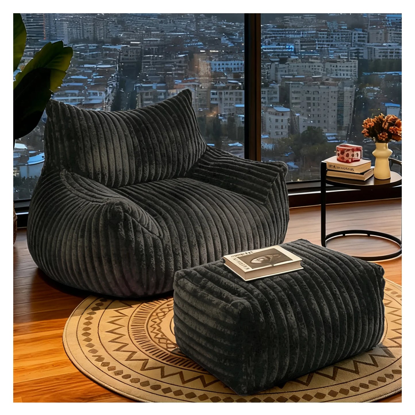 NONECN Reading Chair Bean Bag for Adults with Foam Comfort