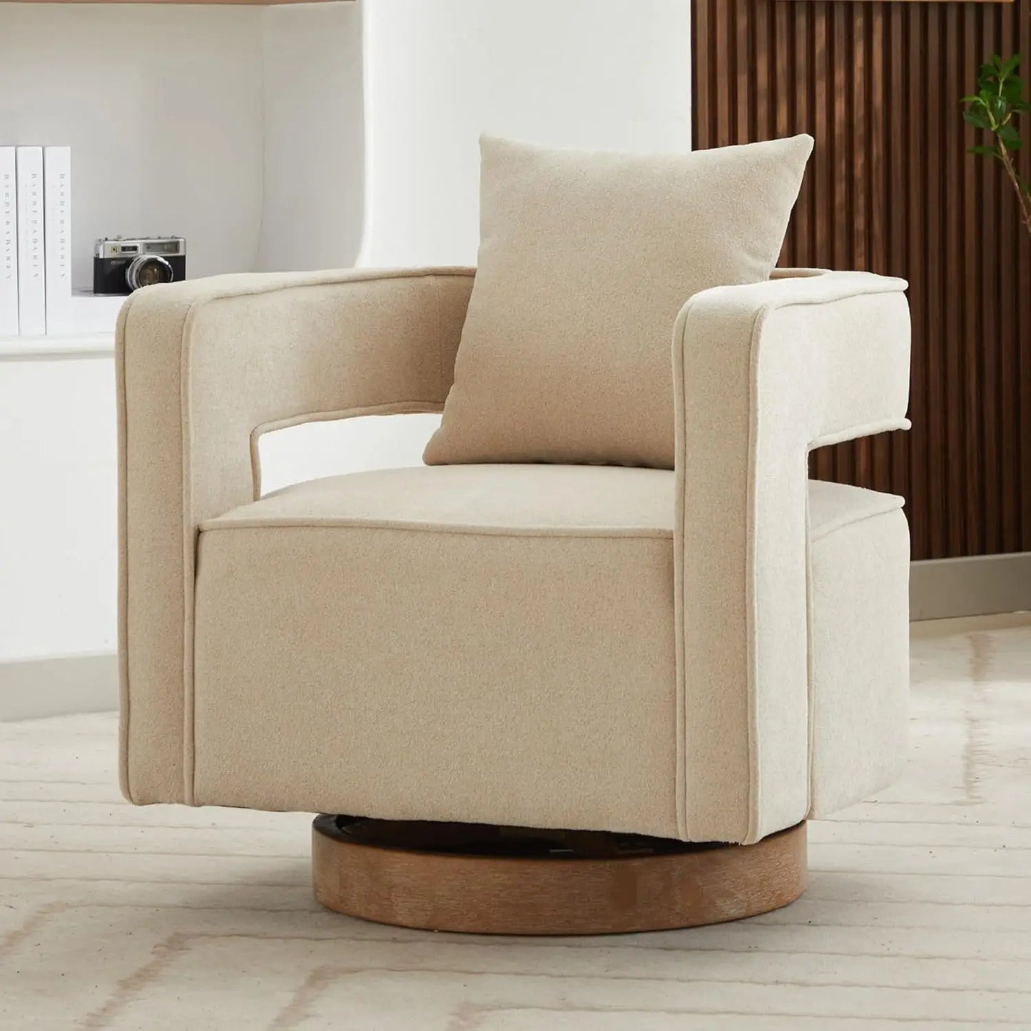 Upholstered Swivel Accent Chair Set Of 2 With Pillow