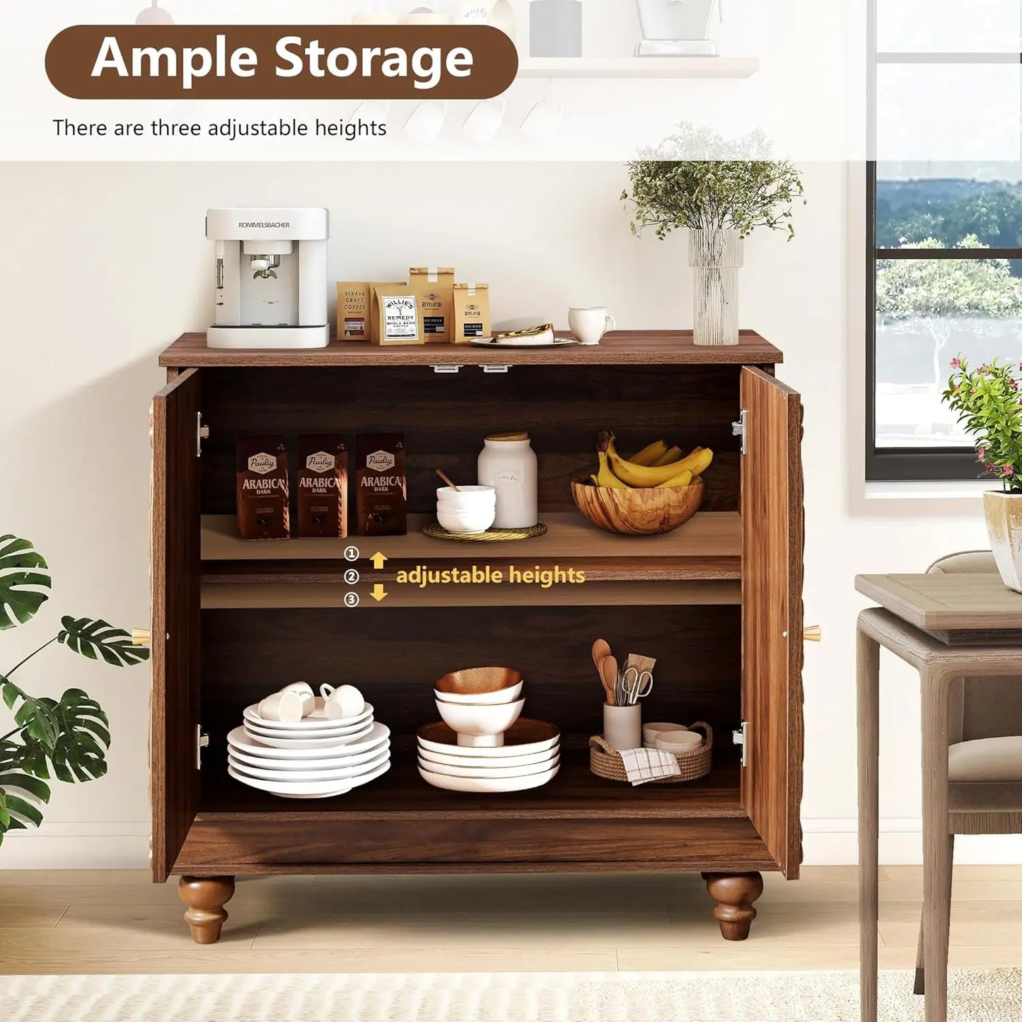 Farmhouse Accent Cabinet With 2 Doors And Adjustable Shelves