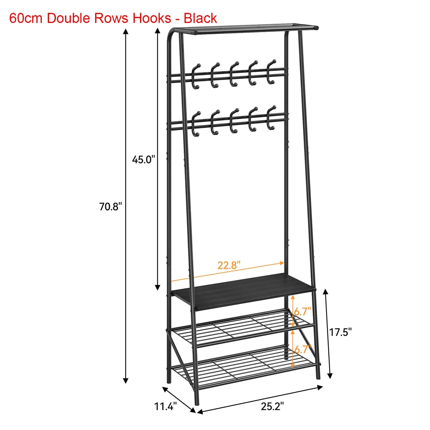 TWISTER.CK Coat Rack 4-In-1 Hall Tree With Shoe Storage