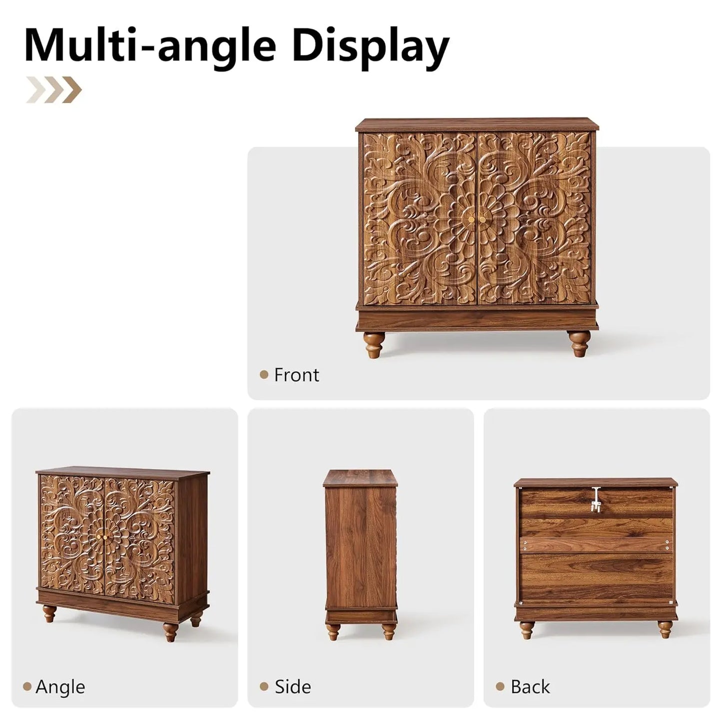Farmhouse Accent Cabinet With 2 Doors And Adjustable Shelves
