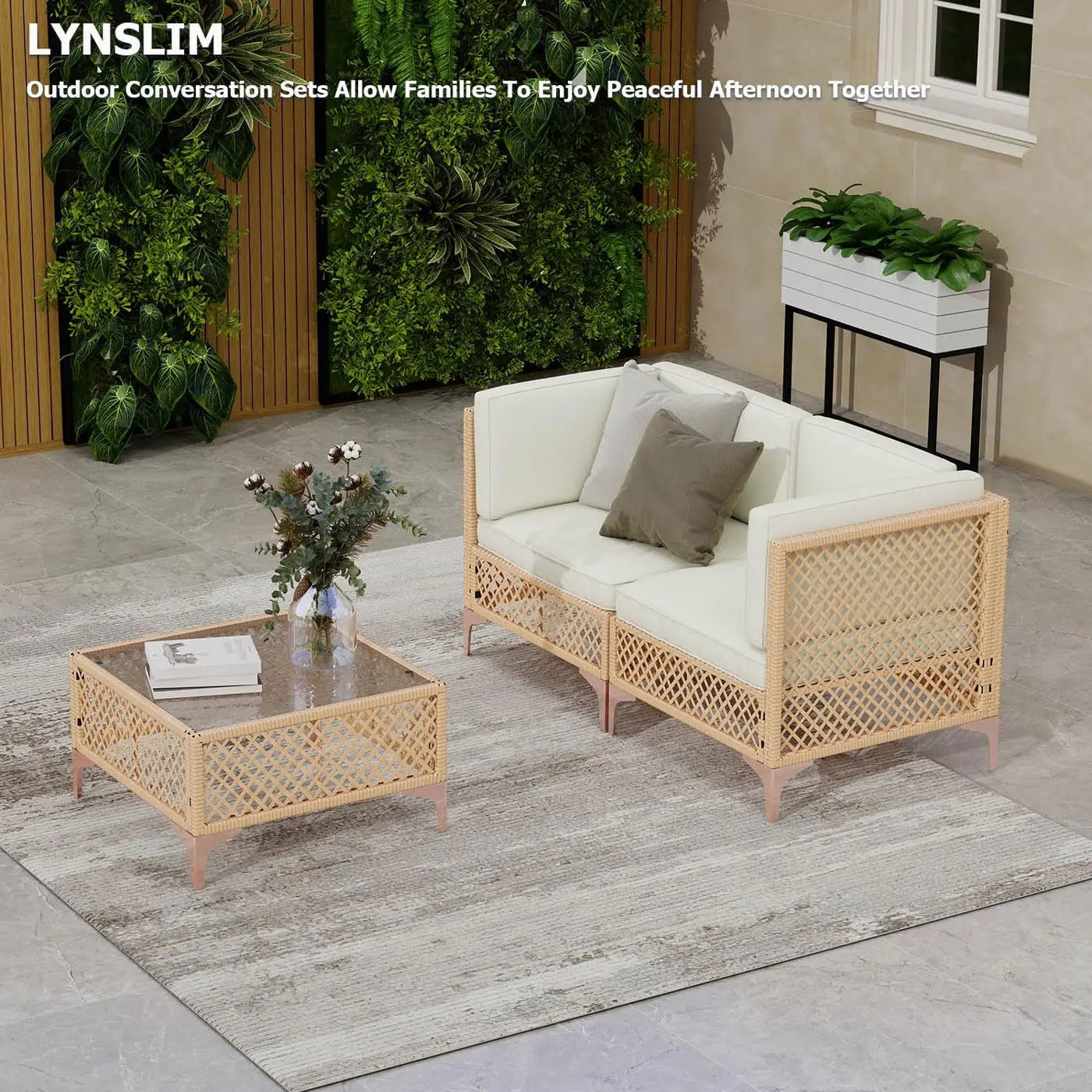 XIAOLANG Outdoor Patio Furniture Set Wicker Boho