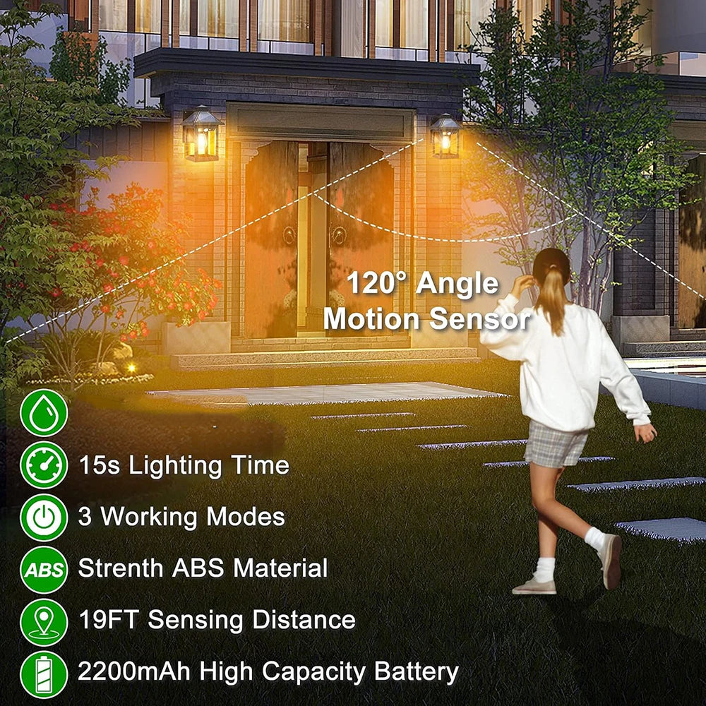 Solar Powered Outdoor Wall Lanterns With Motion Sensor LED Sconces