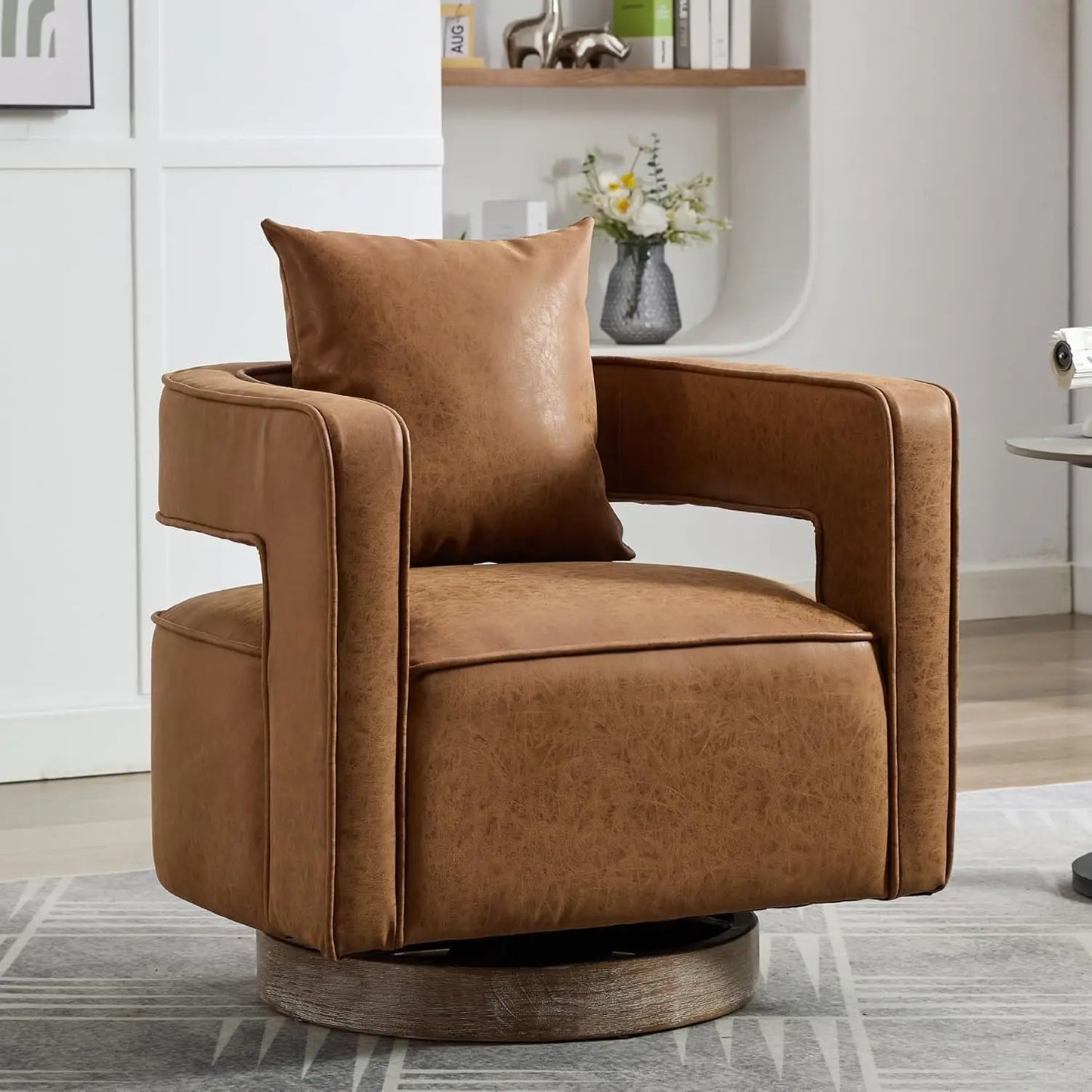 Upholstered Swivel Accent Chair Set Of 2 With Pillow