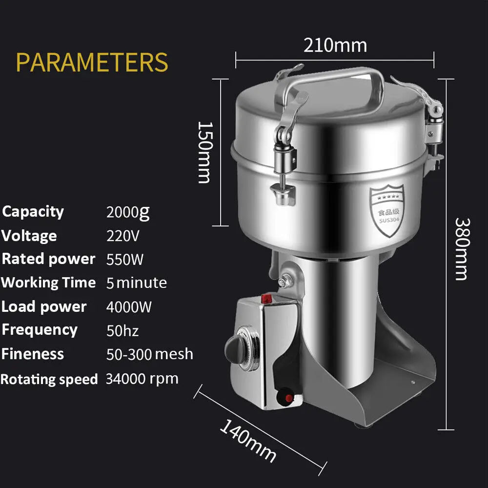 Hign-concerned Electric Grain Mill Grinder Stainless Steel Pulverizer