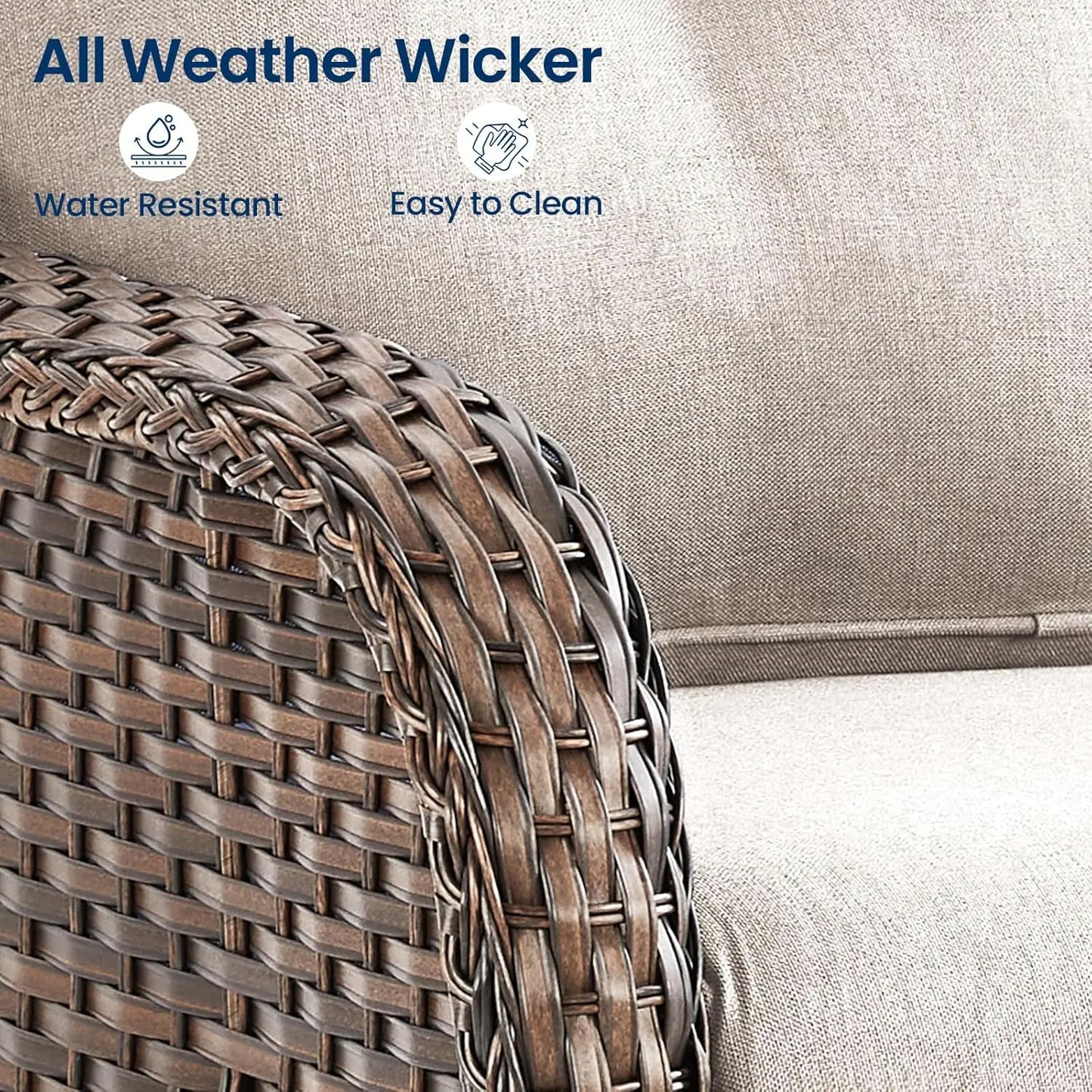 Patio Loveseat Sofa Outdoor Wicker With Luxury Cushions All Weather
