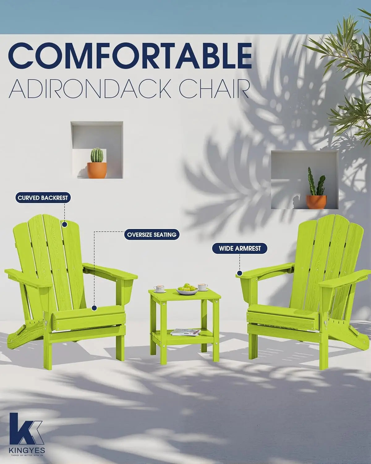 Folding Adirondack Chair HDPE All Weather Patio Outdoor Chair