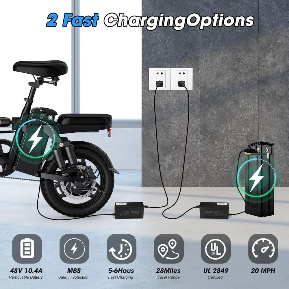 Foldable 500W Electric Bike With 28 Mile Range And Brakes