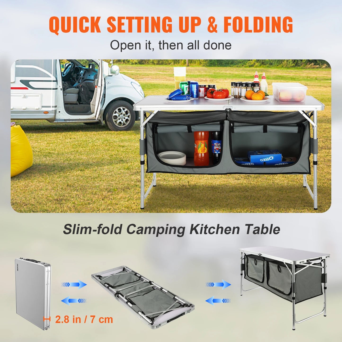 VEVOR Folding Camping Kitchen Table For Outdoor Picnics