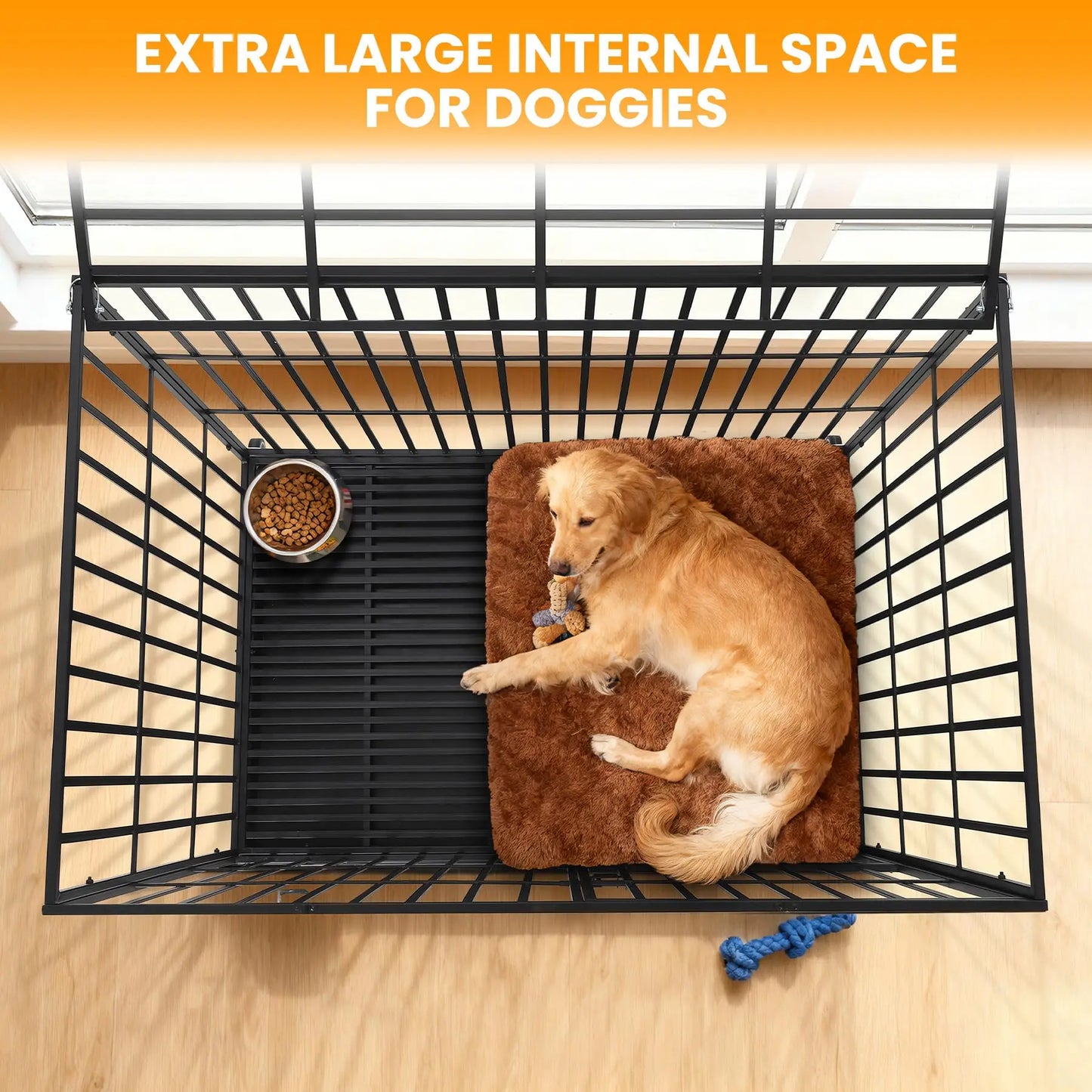 HiMISS Heavy Duty Escape-Proof Metal Dog Crate With Three Doors