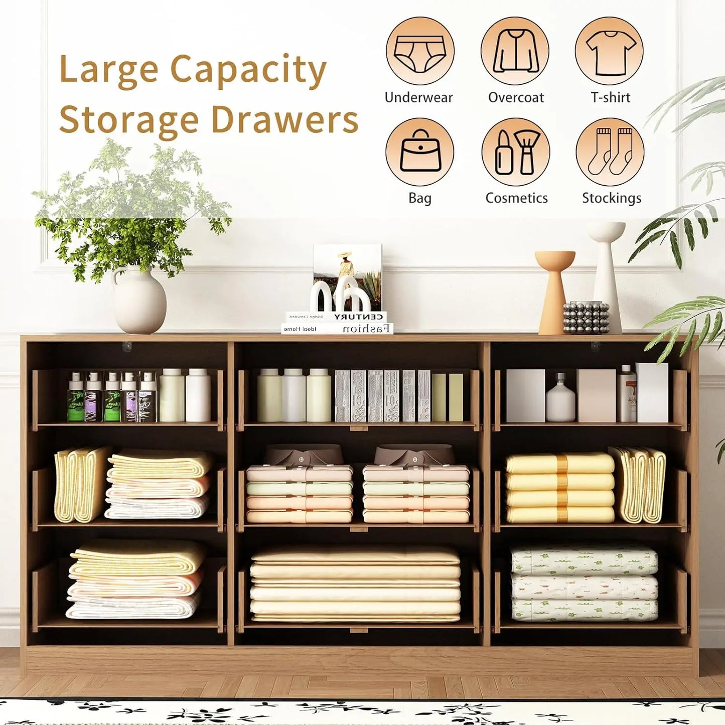 Nine-Drawer Dresser For Bedroom With Deep Storage