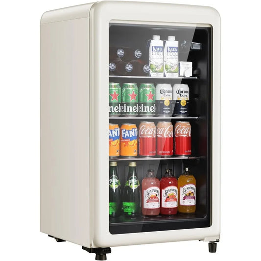 XMSJ Retro Beverage Refrigerator Glass Door Mini Fridge