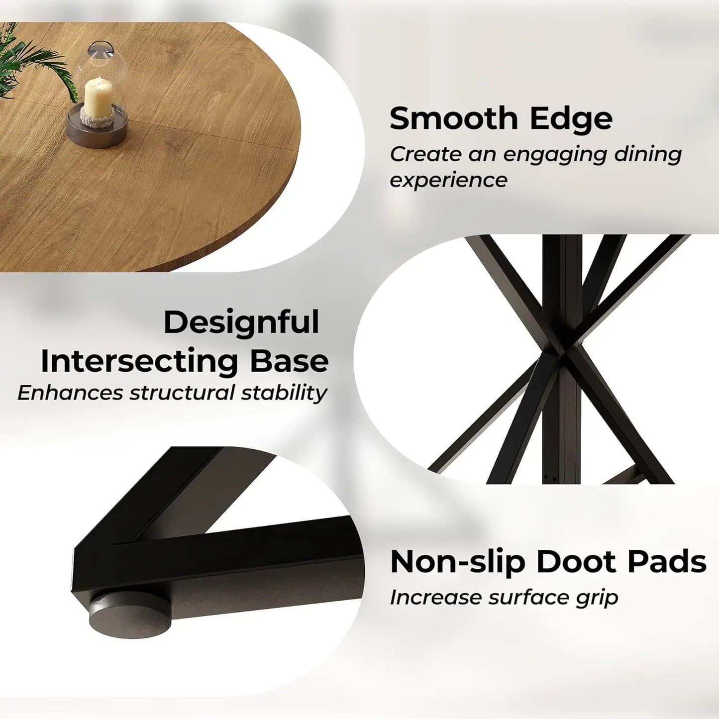 TWISTER.CK Round Dining Table For Four With Wood Top And Pedestal Farmhouse