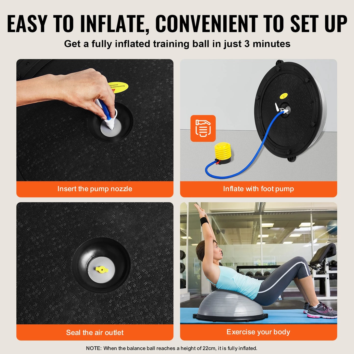 SucceBuy Half Exercise Stability Ball Trainer With Resistance Bands