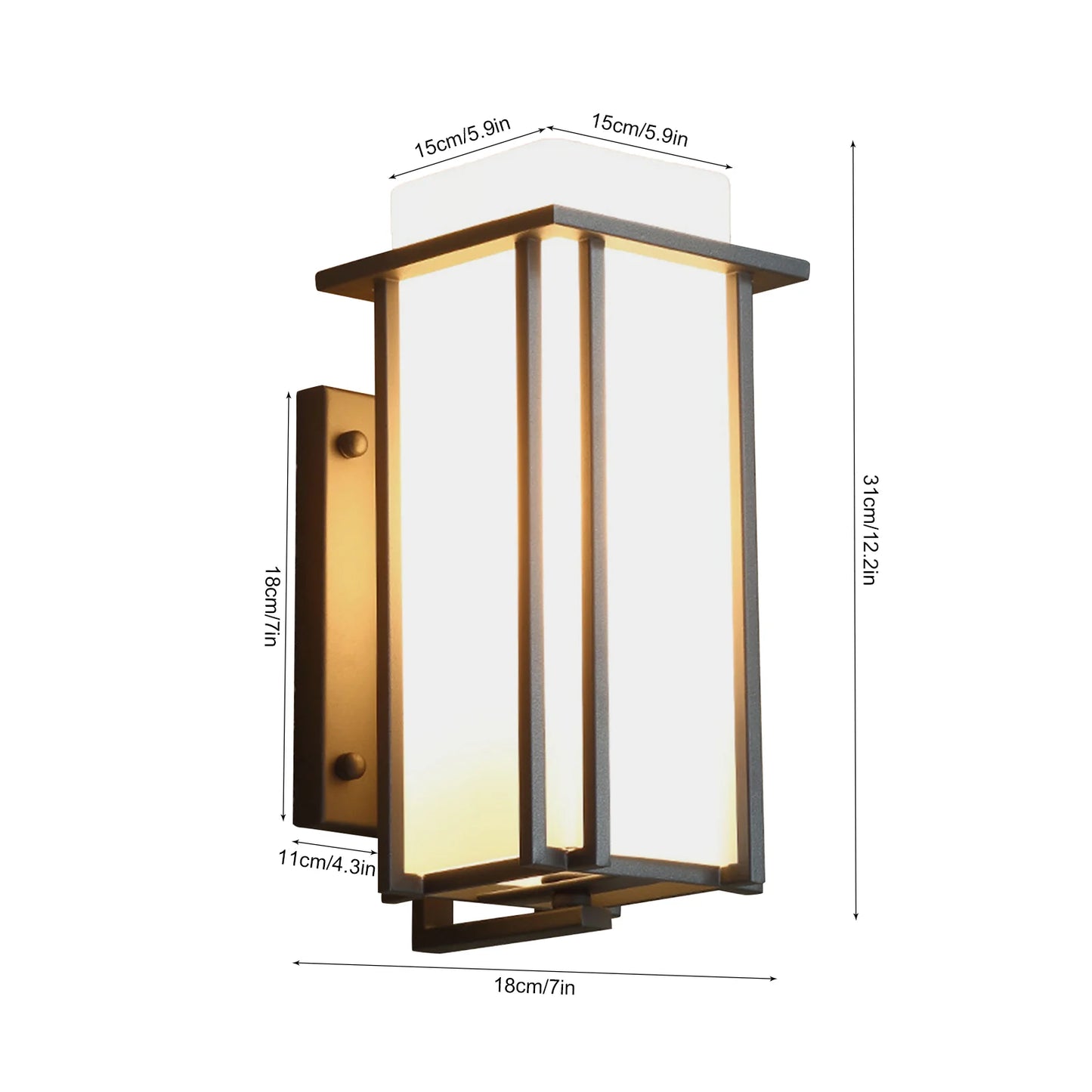 Outdoor Wall Lamp Weatherproof Rustproof Frosted Glass Porch