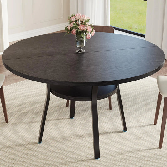 HiMISS Round Dining Table For 4-6 People With Storage Shelf