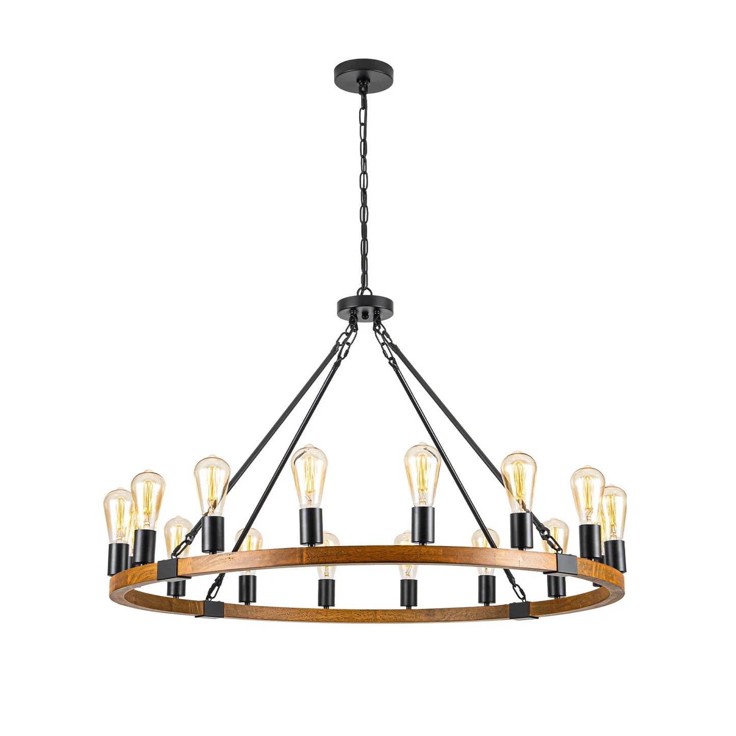 Wood Wagon Wheel Chandelier Farmhouse Pendant Light