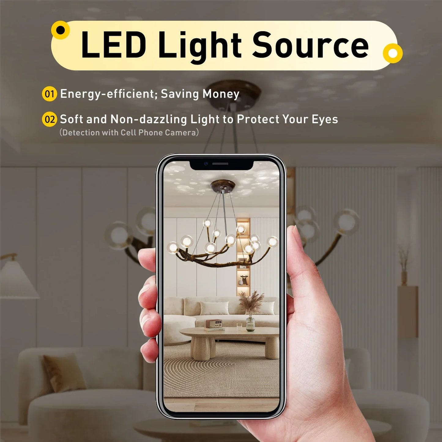 12 Light Modern Branch Chandelier With Adjustable Chain LED Fixture