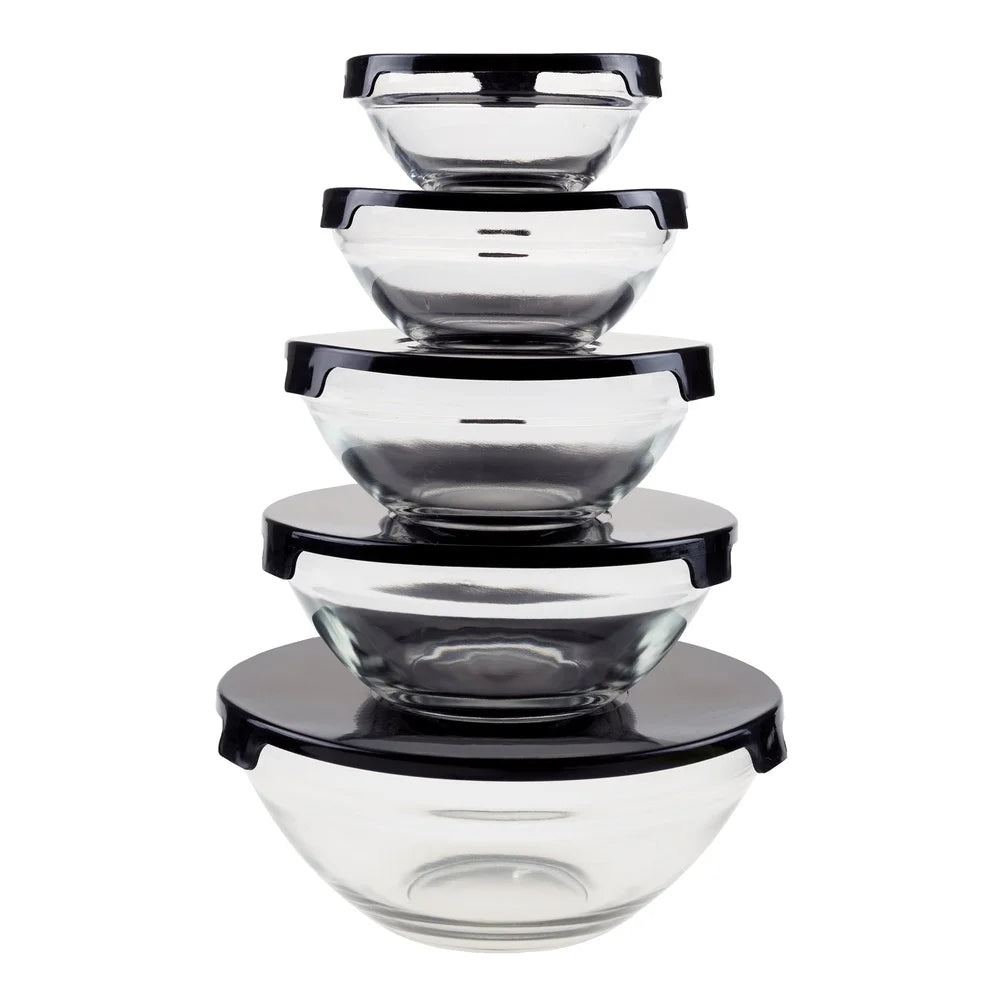 Glass Storage Containers With Snap Lids And Mixing Bowls