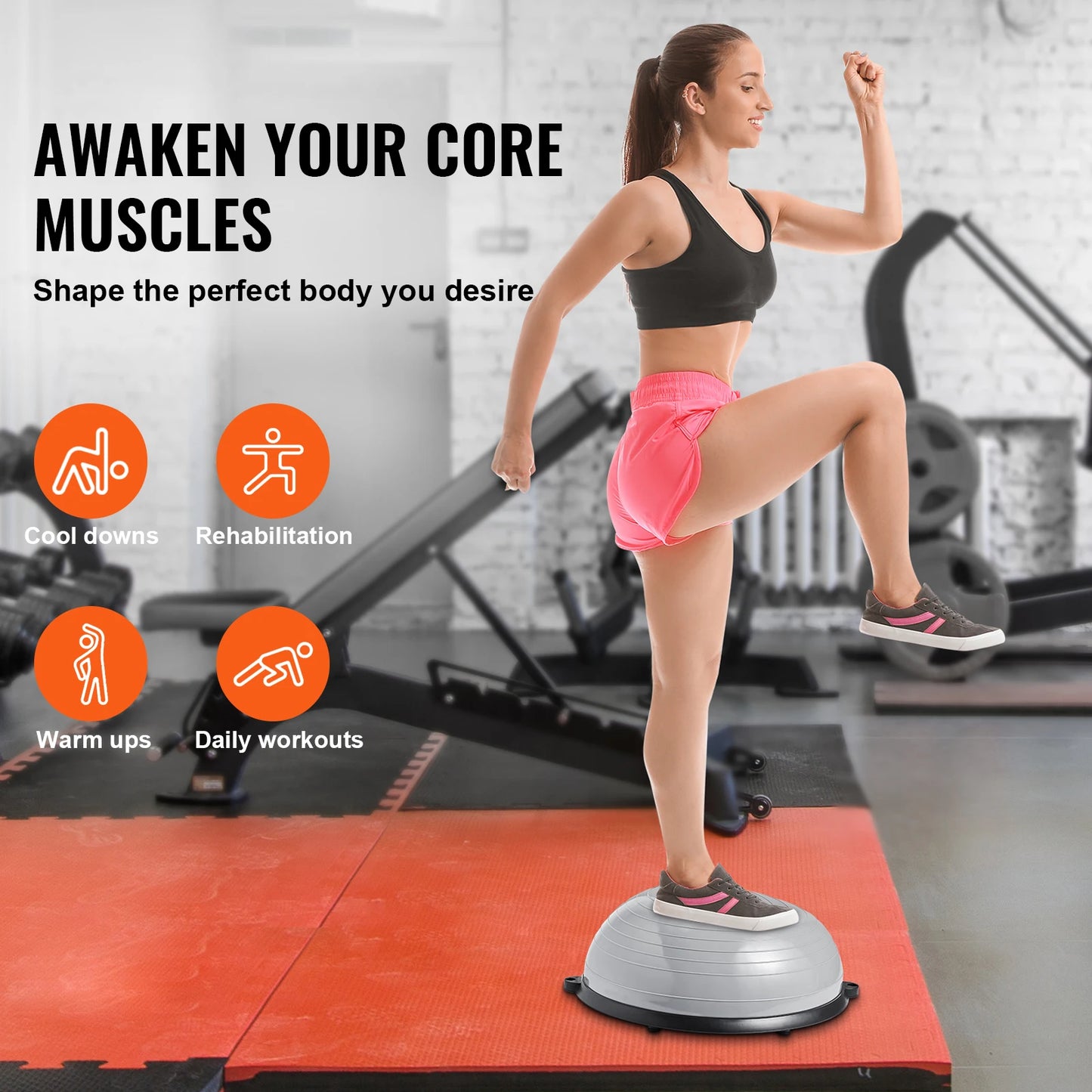 SucceBuy Half Exercise Stability Ball Trainer With Resistance Bands