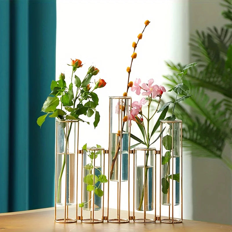 Test Tube Vase Set With Five Tubes For Centerpieces