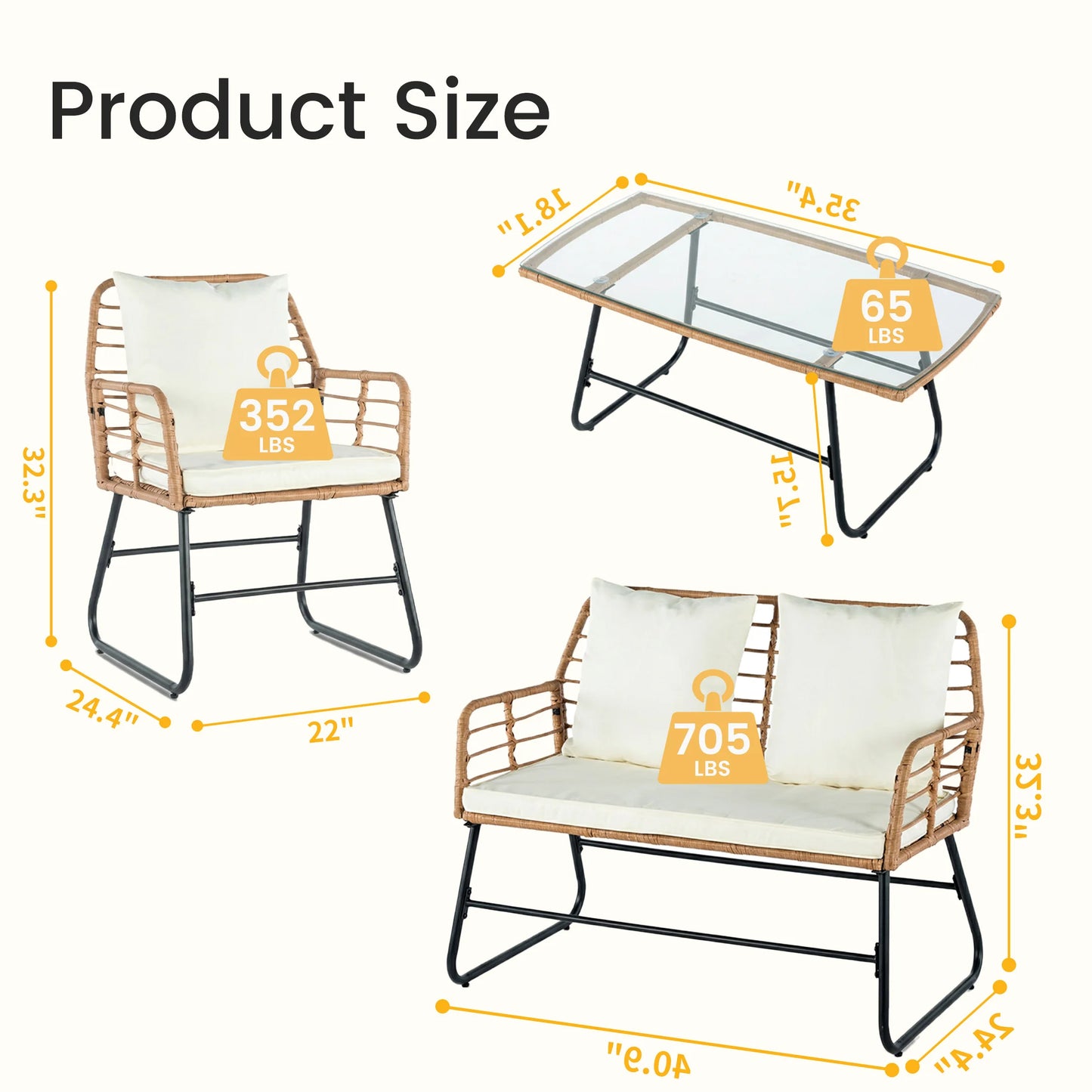 JHK Outdoor Wicker Patio Furniture Set For Garden And Lawn