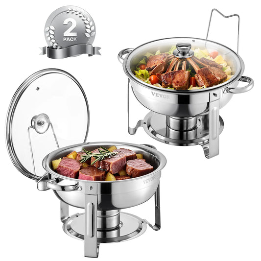 SucceBuy Stainless Steel Chafing Dish Buffet Set With Four Pans