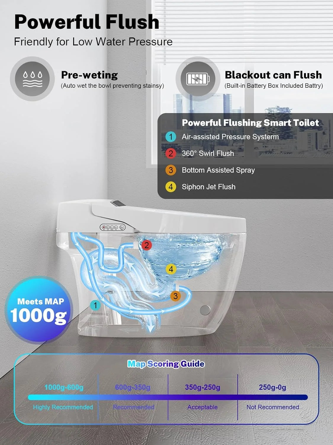 Smart One-Piece Tankless Toilet With Heated Seat And Auto Flush