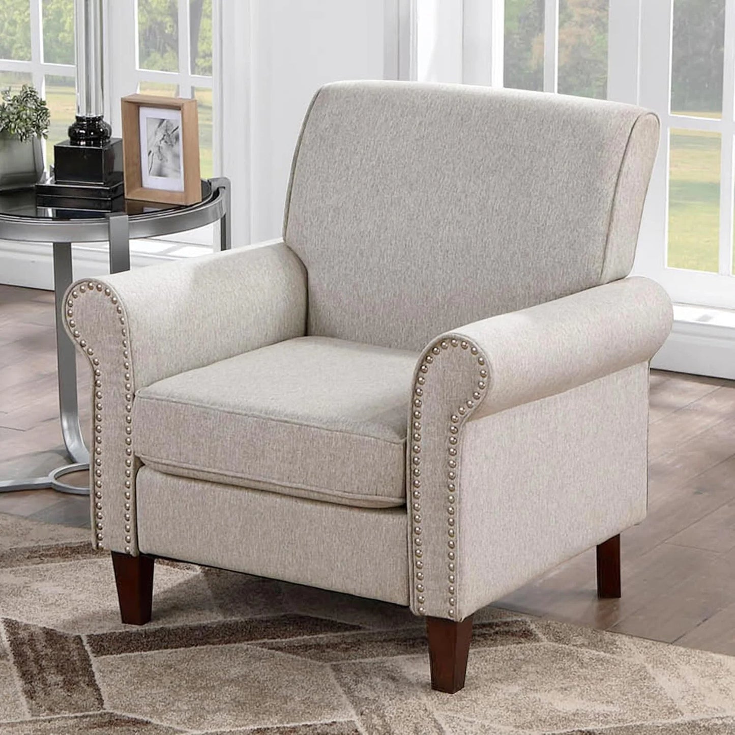 Upholstered Living Room Chair Set of 2 With Rolled Arms