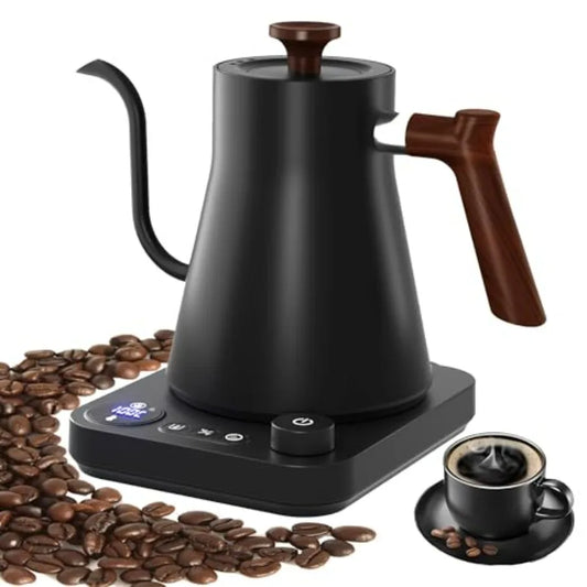 Electric Gooseneck Kettle with LCD Display Real-Time Temp Control for Pour Over Coffee Brew Tea Switchable/ 1200W Quick Heating