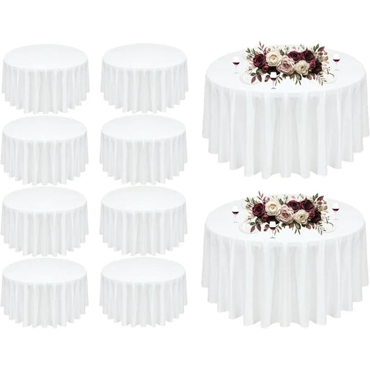 NONECN 10-Pack Round Tablecloths Polyester Washable Dining Banquet Cover